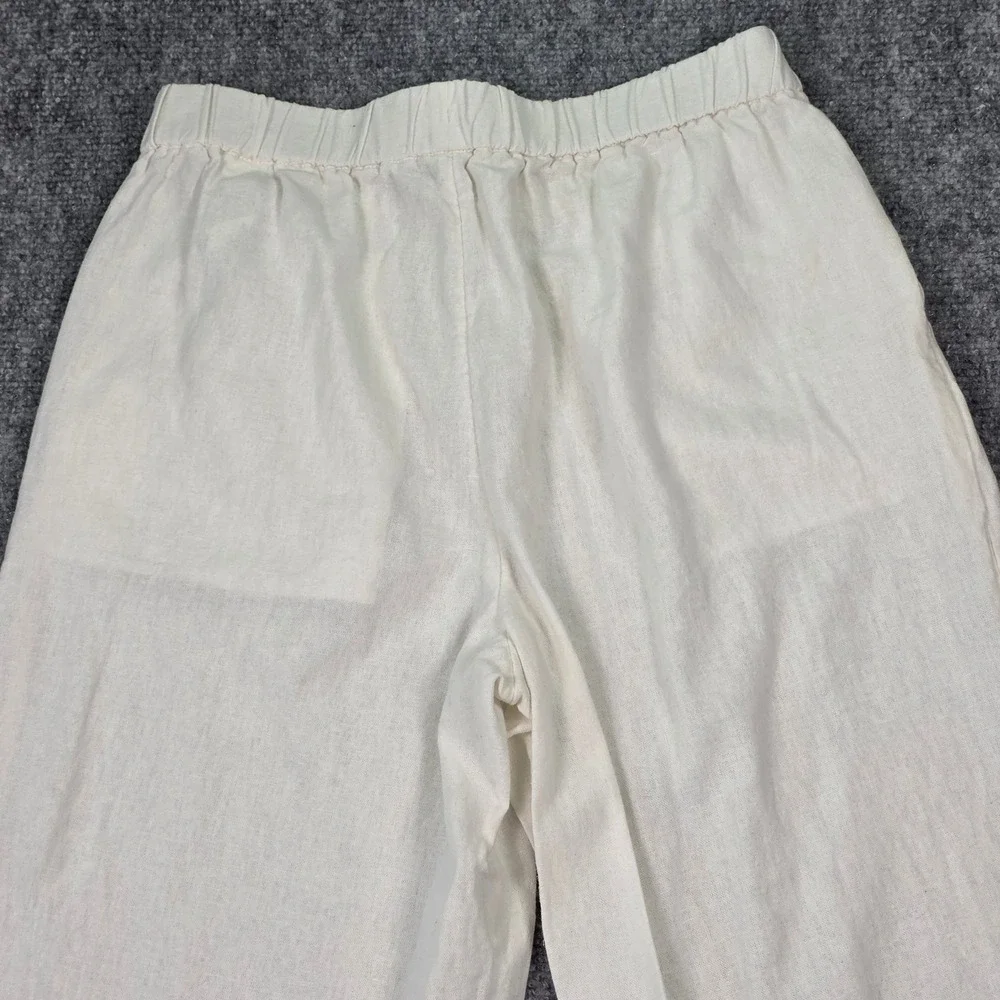 Banana Republic Linen Blend Pants Womens XS White‎ Straight Leg Elastic Waist